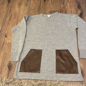 J.Crew Womens Gray Merino Wool Dark Academia Long Sleeve Pullover Sweater